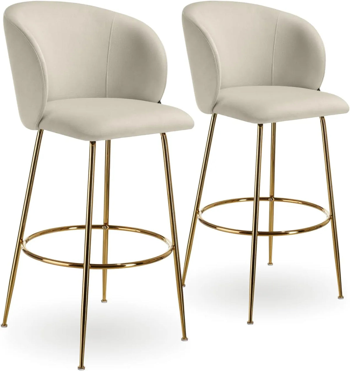 Ensemble de 2 Tabourets de Bar en Velours avec Repose-Pieds et Dossier, 106 cm