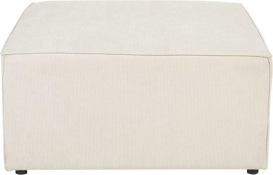 Tabouret Ottoman en Velours Beige pour Salon Contemporain
