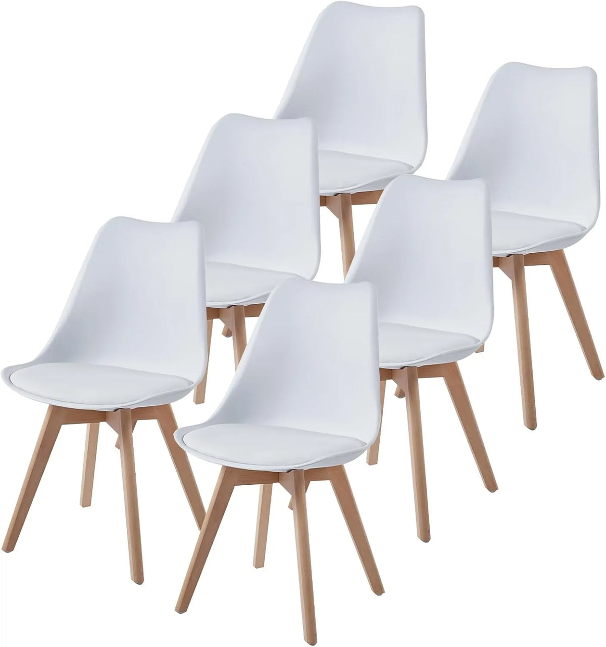 Ensemble de 6 Chaises Scandinaves Blanches et Bois pour Salle à Manger et Bureau