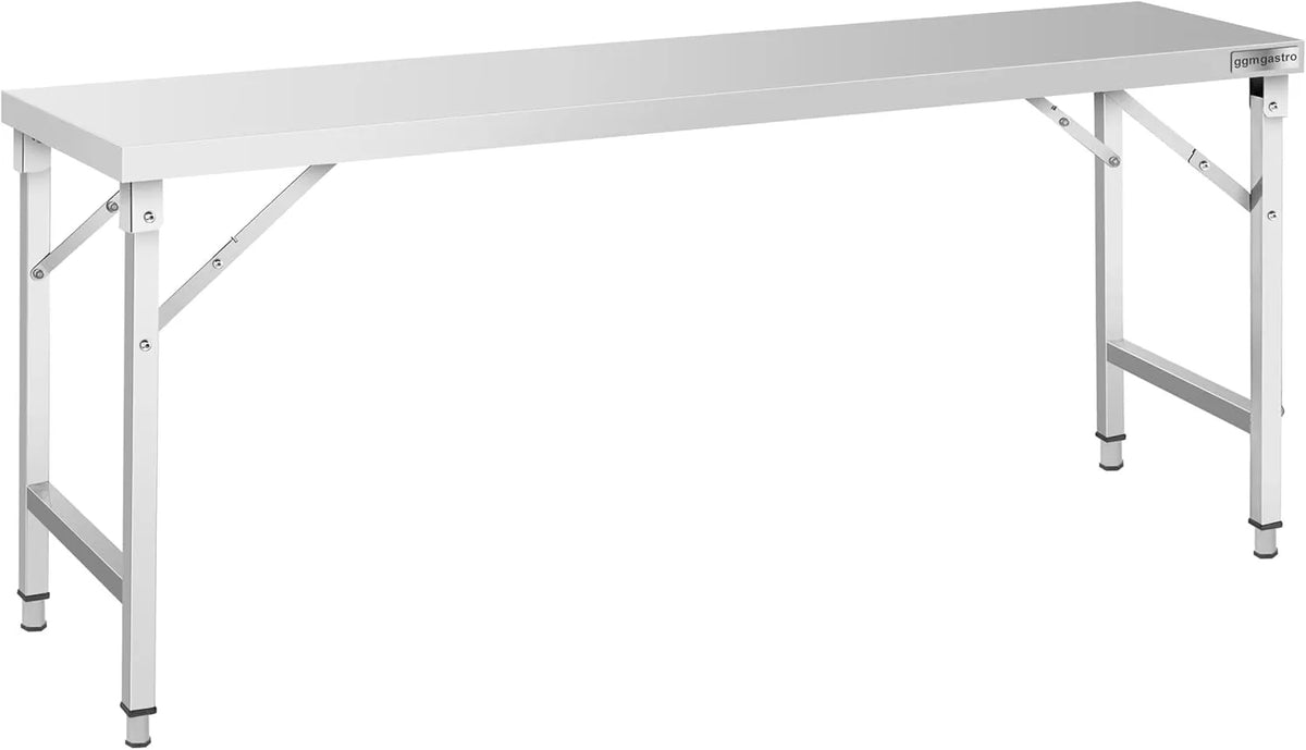 Table pliante en acier inoxydable 2000 x 600 mm pour cuisine professionnelle