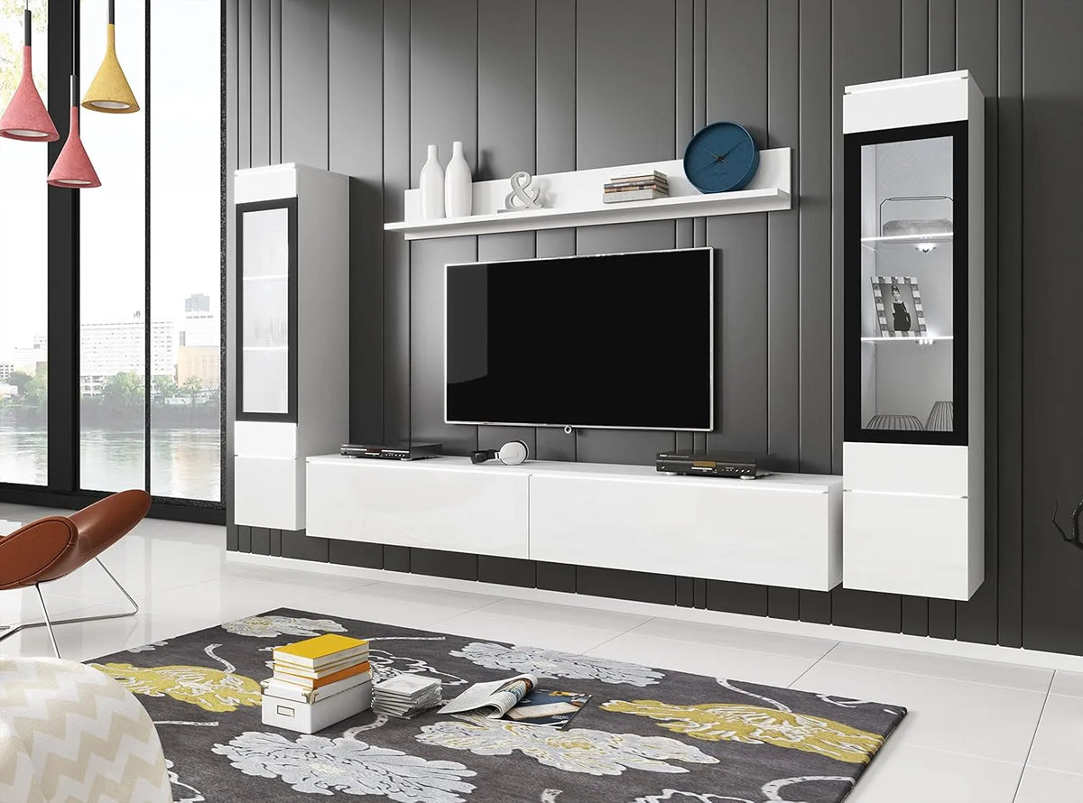 Ensemble de Salon Vera II avec Éclairage LED en Option - Blanc Brillant