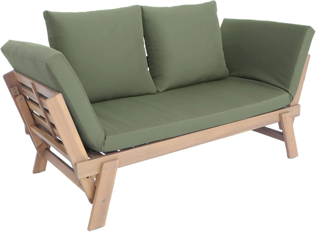 Canapé de Jardin Modulable Kaki, 2/3 Places avec Accoudoirs Ajustables