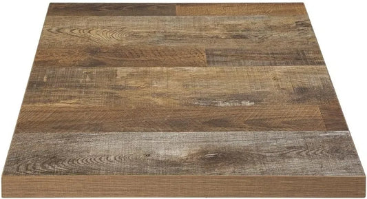 Table Carrée Bolero en Effet Bois Vieilli, 70 cm, Résistante à la Chaleur, Usage Intérieur