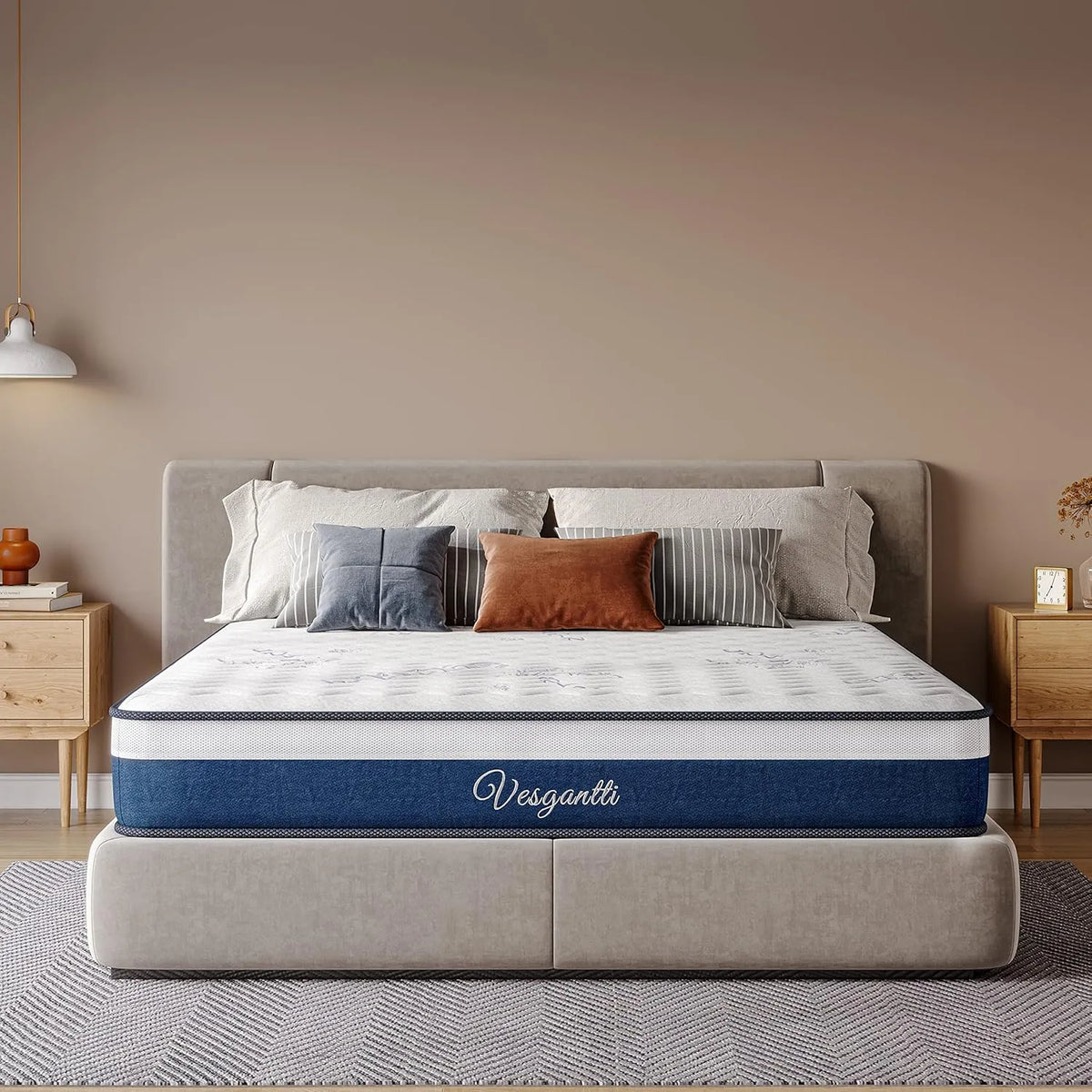 Matelas 90x200cm Vesgantti à Ressorts Ensachés, Épaisseur 26cm, 7 Zones, Ergonomique et Hypoallergénique