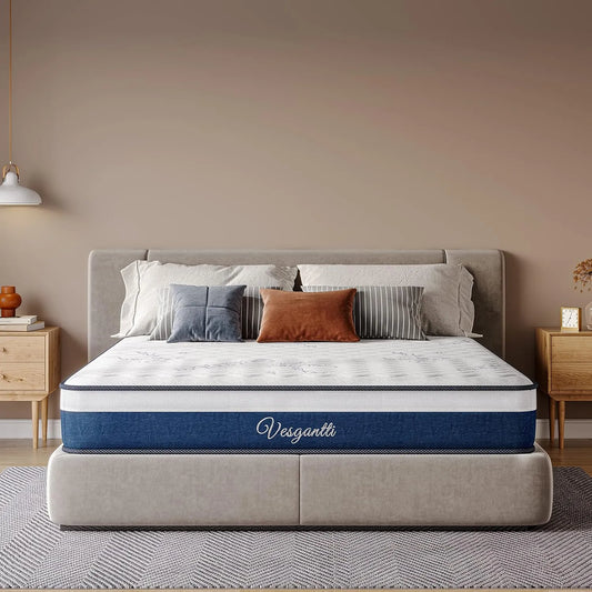 Matelas 90x200cm Vesgantti à Ressorts Ensachés, Épaisseur 26cm, 7 Zones, Ergonomique et Hypoallergénique