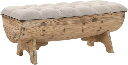 Banc de Rangement en Bois Massif et Tissu 103x51x44 cm pour Intérieur