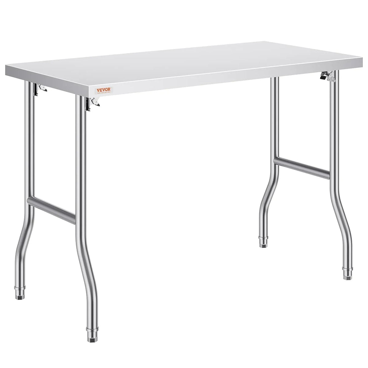 Table de Travail Pliante en Inox pour Cuisine, 1 Étage, 1220x610 mm, Capacité 300 kg, Pieds Réglables