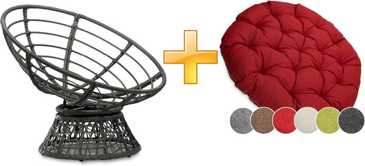 Fauteuil Papasan Rotatif 360° Grand Confort, Rotin Résistant