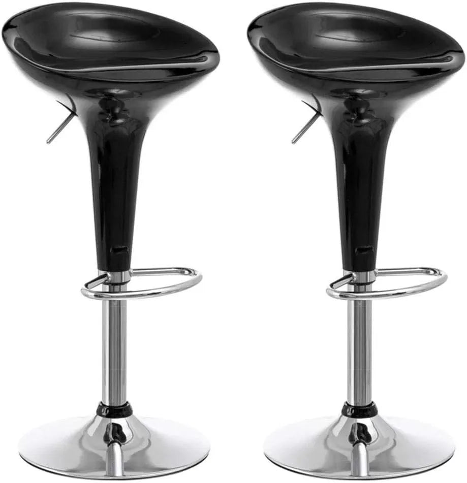 Tabourets de Bar Modernes avec Base en Acier et Assise en ABS, Hauteur Réglable, Noir