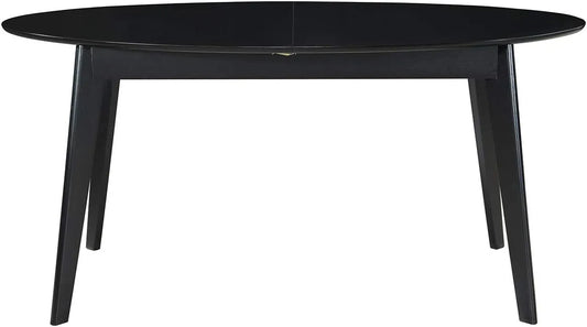Table à rallonges ovale en bois noir 160-200 cm MARIK - Miliboo