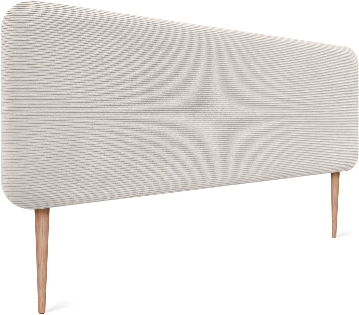 Tête de Lit Design Velours Côtelé avec Pieds, 135cm, Blanc Cassé