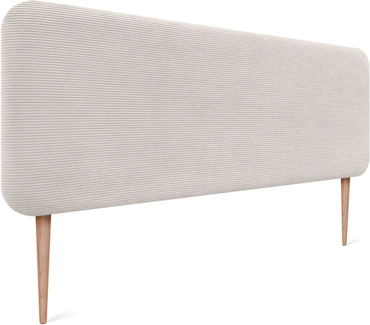 Tête de Lit Design Velours Côtelé avec Pieds, 135cm, Blanc Cassé