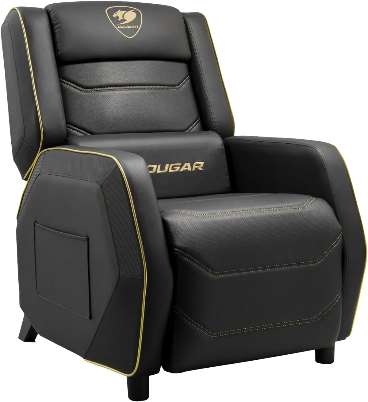 Chaise Gaming Ergonomique COUGAR Ranger S Royal - Noir et Or - Cuir PVC - Avec Appui-tête et Coussin Lombaire - Repose-pieds Pliable - Dossier Réglable