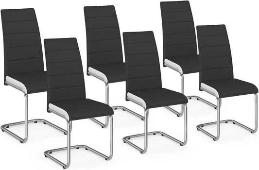 Ensemble de 6 chaises MIA noir avec bordure blanche pour salle à manger