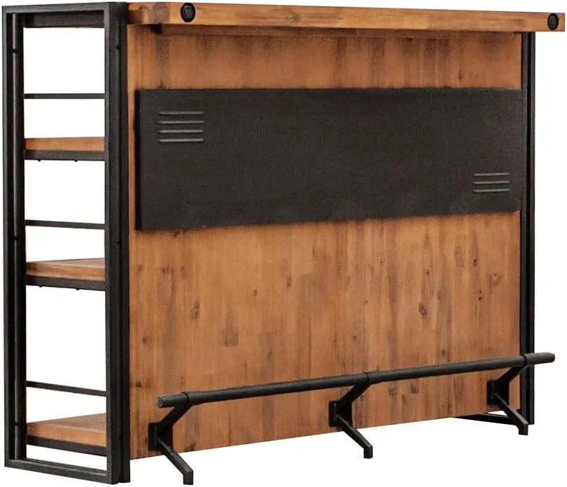 Comptoir de Bar Style Industriel en Bois d'Acacia et Métal - Collection Atelier