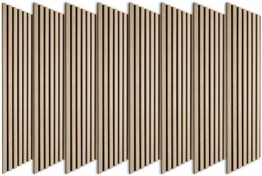 Ensemble de 8 Panneaux en Bois de Chêne Clair 120x30x1cm - Tête de Lit 180cm - Finition Fond Noir 2,88m²