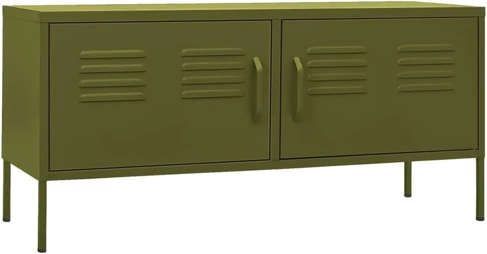 Meuble TV en Acier Vert Olive 105x35x50 cm pour Salon