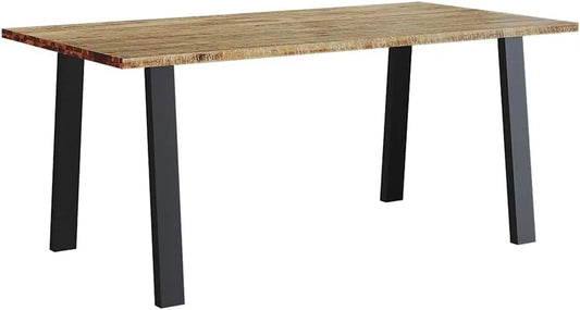 Table de salle à manger en bois d'acacia avec structure métallique, 150 x 90 x 75 cm, couleur marron