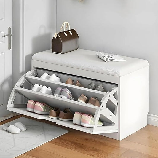 Meuble à Chaussures en Bois avec Assise - Étagère de Rangement 1-3 Niveaux pour Entrée