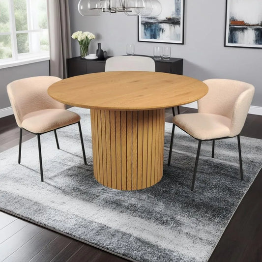 Table à Manger Ronde 120 cm pour 6 Personnes - Finition Chêne Artisan