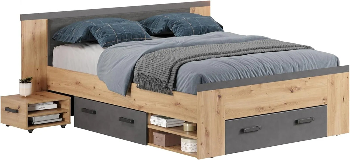 Lit de salon intelligent en bois avec rangements intégrés - 190x87x203 cm, marron