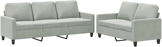 Ensemble de Canapés 2 Pièces avec Coussins en Velours Gris Clair, Mobilier de Salon Moderne