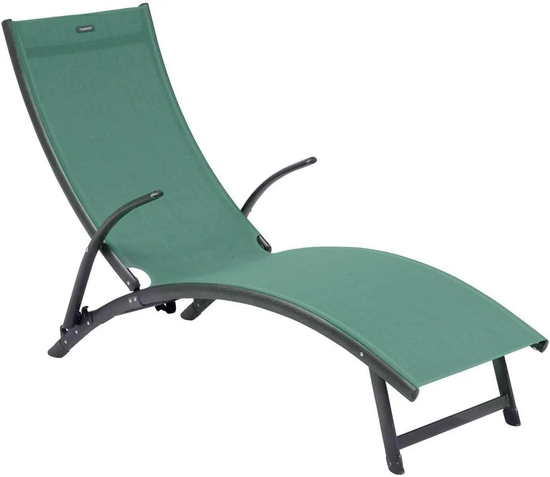 Hespéride - Chaise Longue Pliable Samba Olive Graphite, Résistante à la Rouille, 4 Positions pour Extérieur