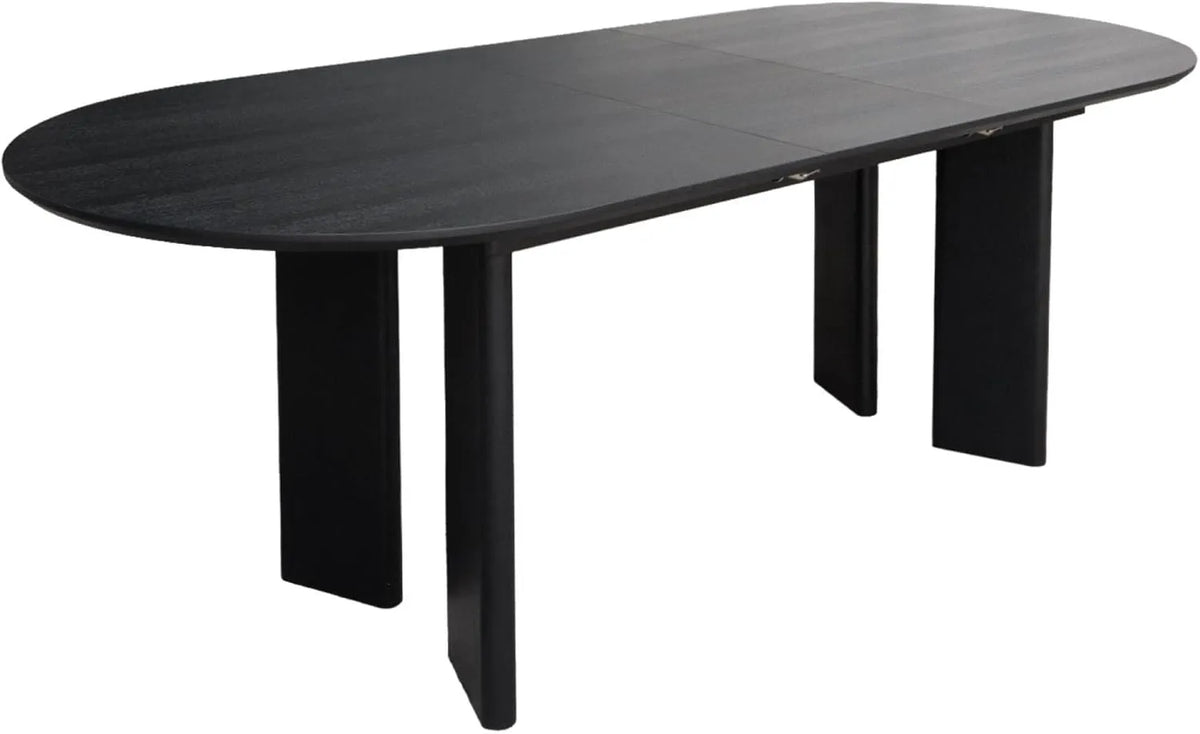 Table à Manger Extensible en Bois d'Hévéa et Placage Chêne Noir, 6 à 8 Personnes, 170-210 cm - Albane