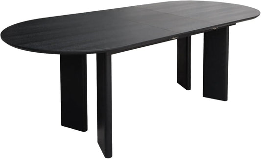 Table à Manger Extensible en Bois d'Hévéa et Placage Chêne Noir, 6 à 8 Personnes, 170-210 cm - Albane