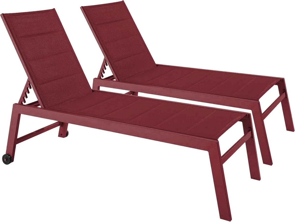 Transats de Jardin en Aluminium et Textile Violet - Lot de 2