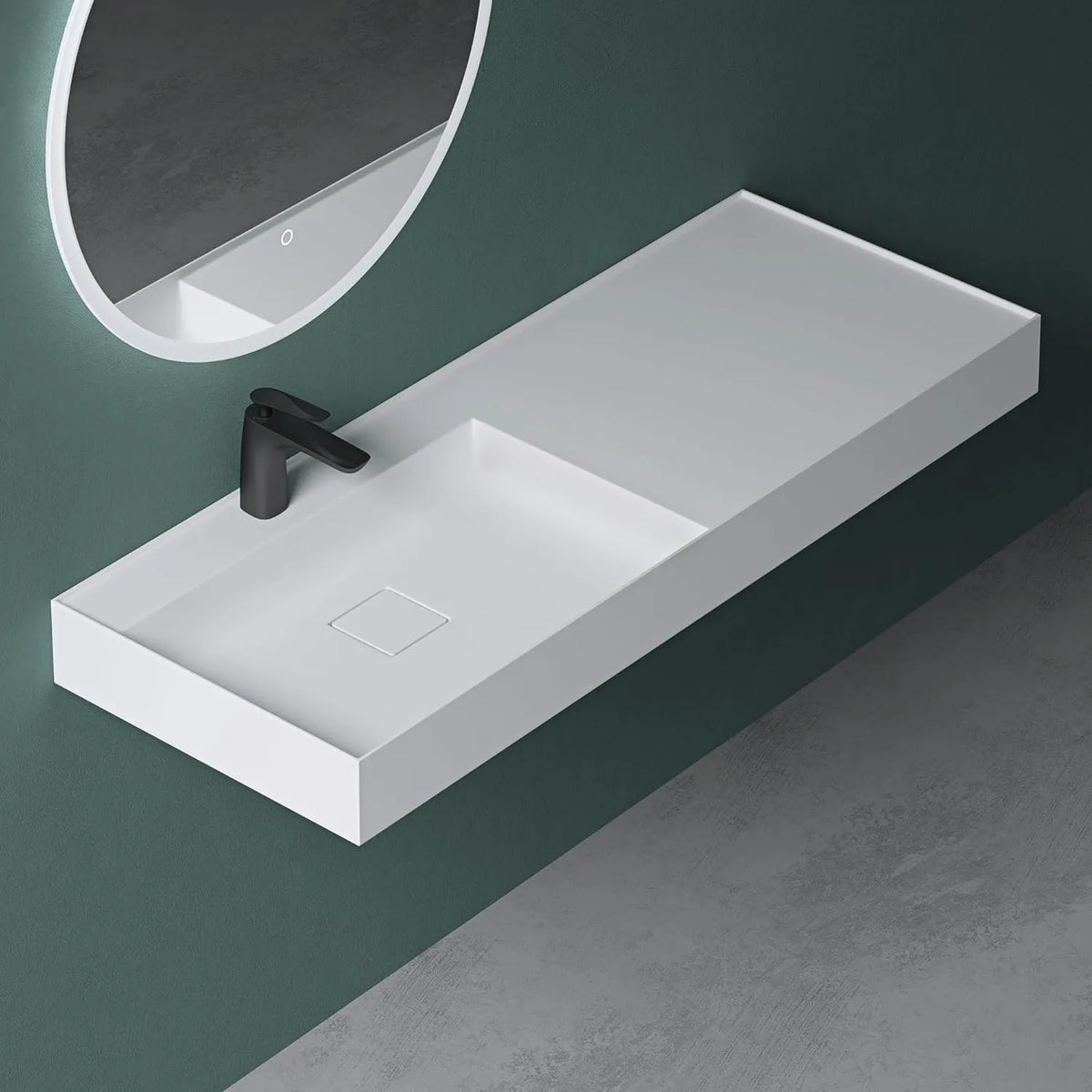 Vasque Salle de Bain Résine Blanc Mat 120x46 cm - Design Moderne
