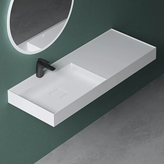 Vasque Salle de Bain Résine Blanc Mat 120x46 cm - Design Moderne