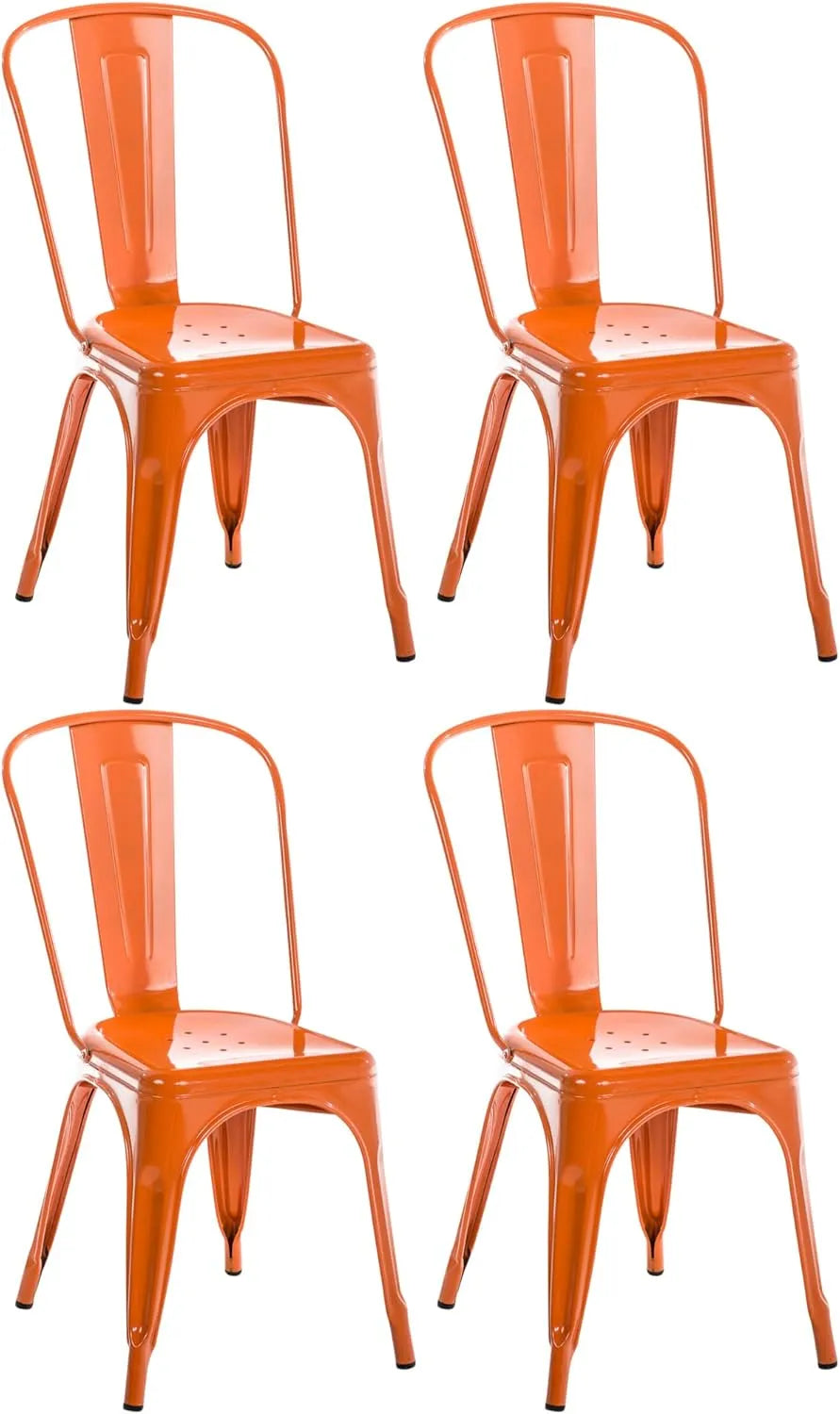 CLP Ensemble de 4 chaises métalliques empilables Benedikt I, faciles à nettoyer, Orange