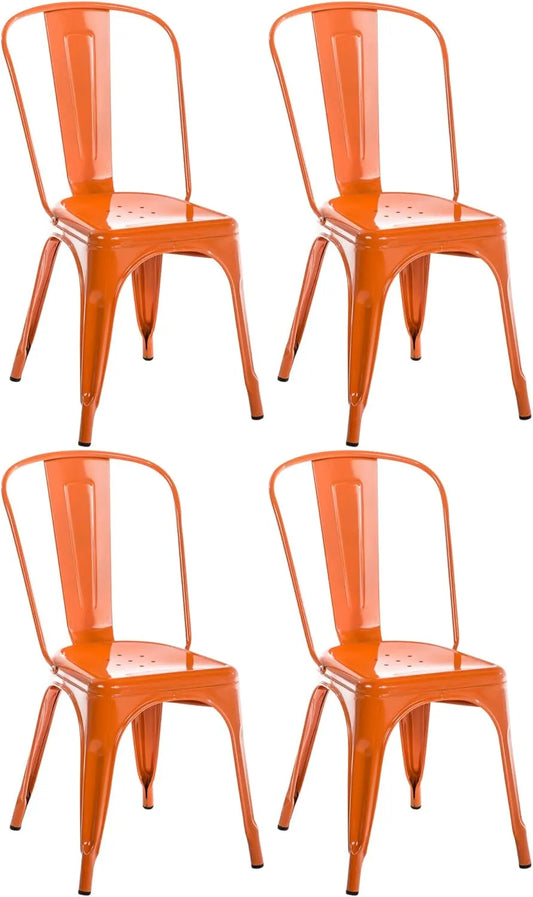 CLP Ensemble de 4 chaises métalliques empilables Benedikt I, faciles à nettoyer, Orange