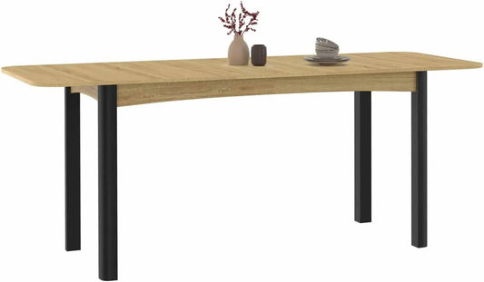 IDMarket - Table à Manger Extensible pour 6 à 10 Personnes, Bois et Noir, 160-200 cm