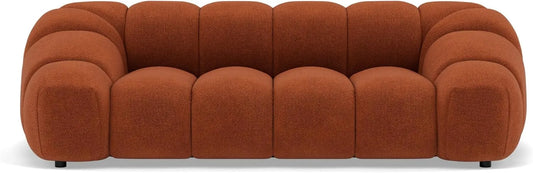 Canapé en Velours Texturé Trois Places Terracotta - Modèle Ava par Lisa Design