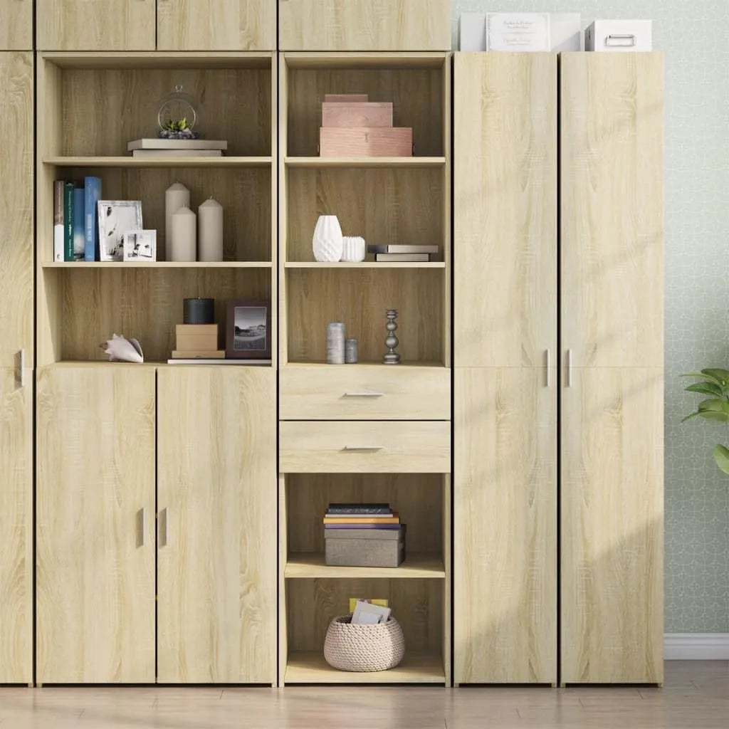Buffet de Rangement Élégant en Chêne Sonoma 185 cm avec Portes et Tiroirs Robustes