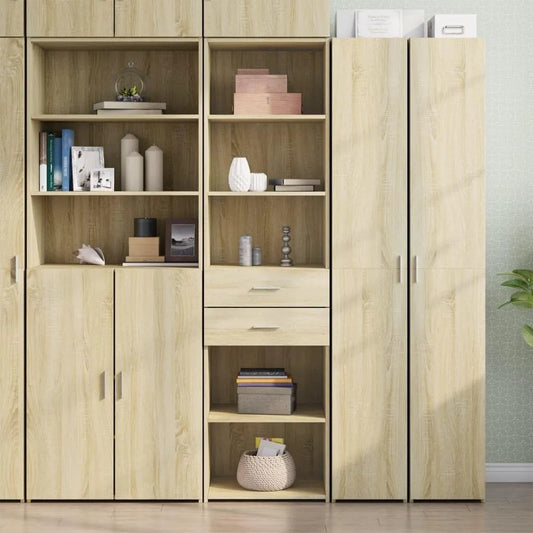 Buffet de Rangement Élégant en Chêne Sonoma 185 cm avec Portes et Tiroirs Robustes