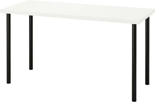 Bureau IKEA LAGKAPTEN avec Pieds ADILS 140x60 cm Blanc et Noir