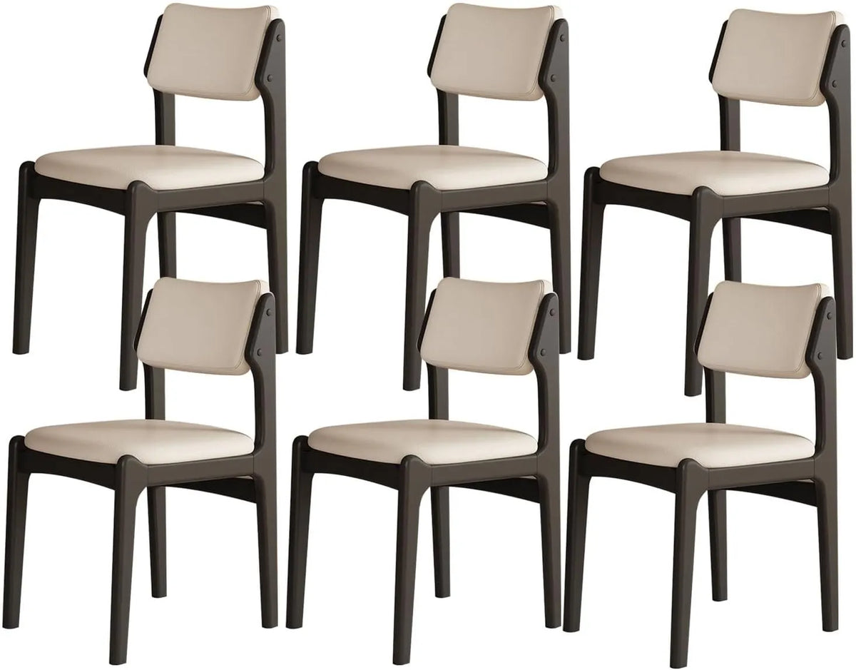 Ensemble de 6 chaises de salle à manger ergonomiques noires et beiges, avec dossier courbé et siège rembourré de 48 cm, idéales pour salon et cuisine