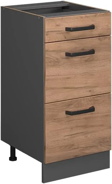 Vicco Placard de Cuisine R-Line, Chêne Doré/Anthracite, 40 cm avec Tiroirs, Sans Plateau