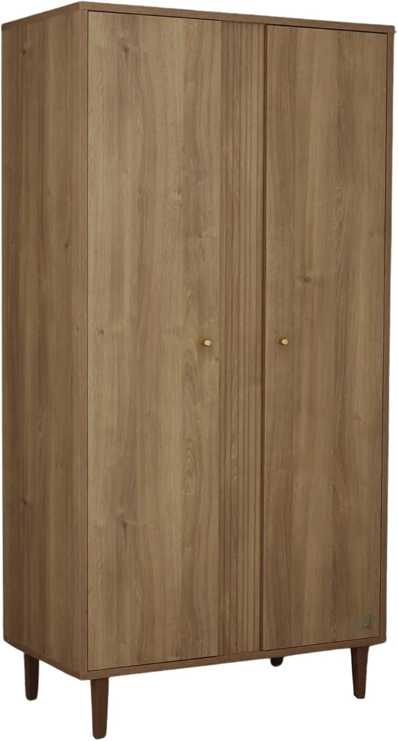 Armoire Sauthon 2 Portes avec Finition Bois Texturé et Pieds en Bois