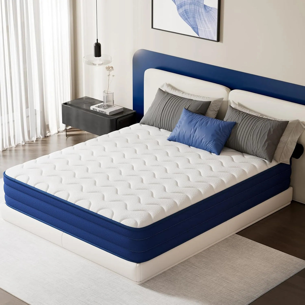 Matelas Ergonomique 180x200 cm à Ressorts, 7 Zones Confort, Épaisseur 22 cm, Certifié Oeko-Tex