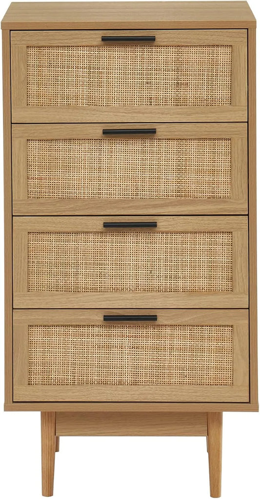 Commode en Rotin Amana avec 4 Tiroirs en Cannage