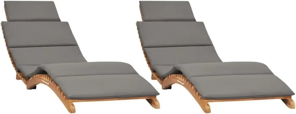 Paire de Chaises Longues en Teck avec Coussins pour Jardin
