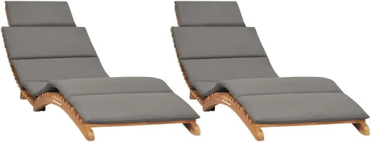 Paire de Chaises Longues en Teck avec Coussins pour Jardin