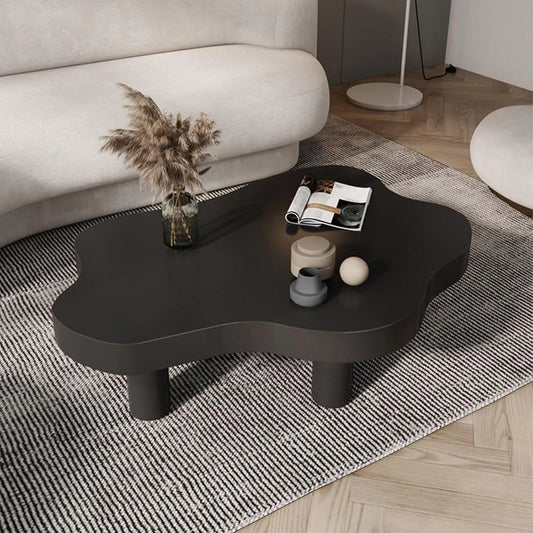 Table Basse Moderne en Bois avec Design Nuage et Trois Pieds, Épaisseur Supplémentaire