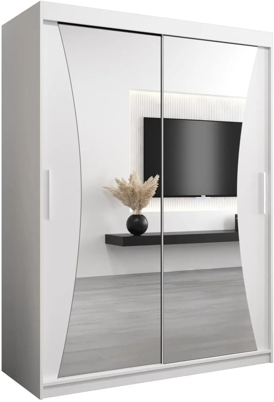 Armoire Monaco avec Portes Coulissantes et Miroir pour Chambre Adulte