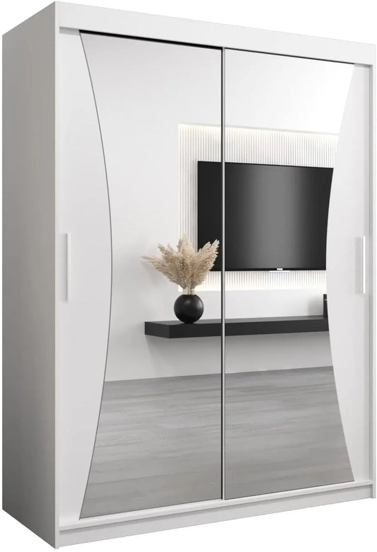 Armoire Monaco avec Portes Coulissantes et Miroir pour Chambre Adulte