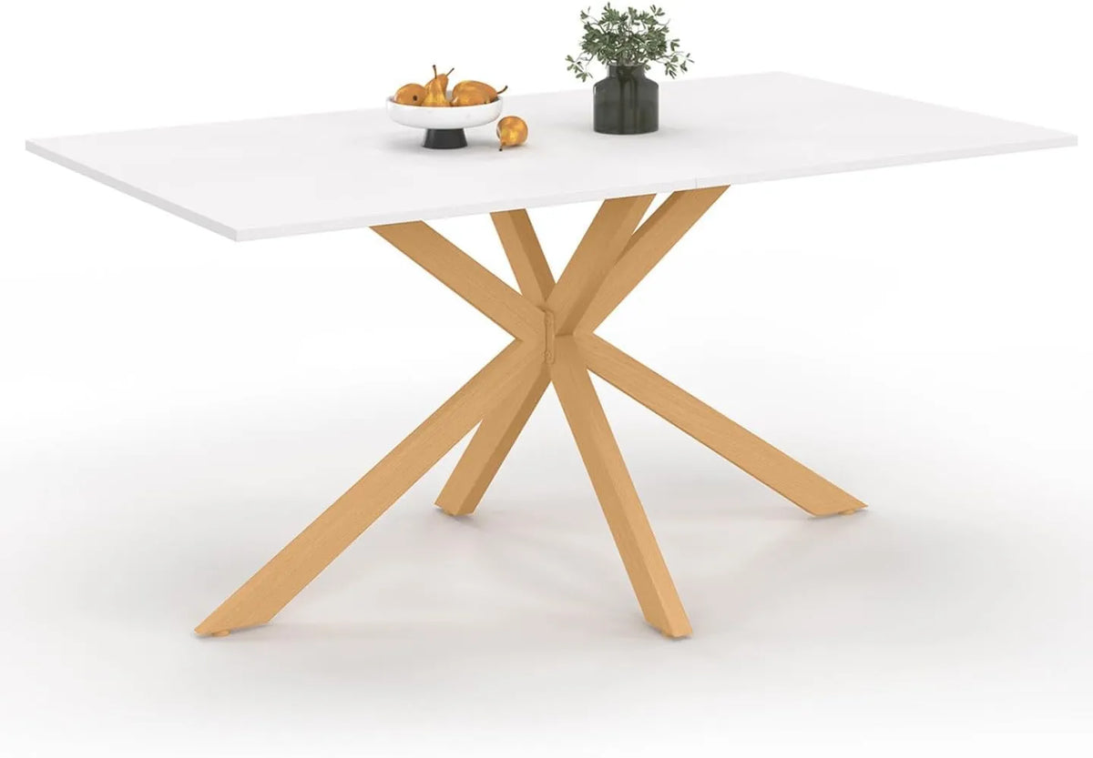 IDMarket - Table à Manger Rectangle pour 8 Personnes avec Pieds Design et Plateau Blanc, 160 cm